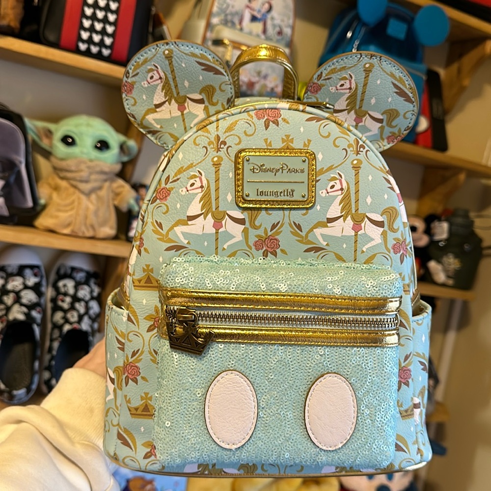 Disney, Mickey The Main Attraction, 50th Anniversary, Carousel Loungefly NWT